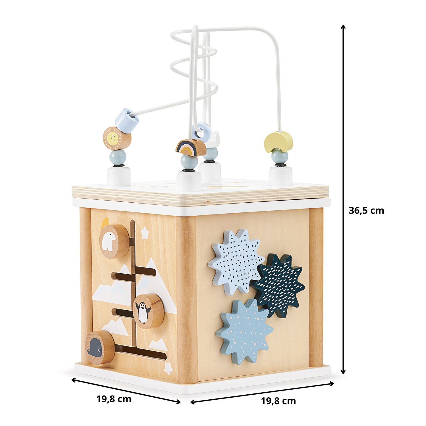 Drevená vzdelávacia kocka s prepletaním - triedič tvarov