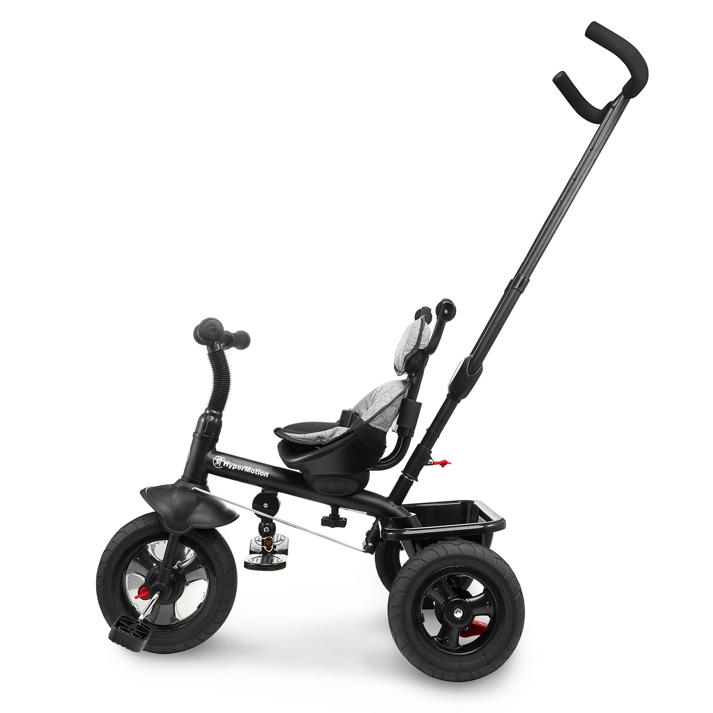 Trojkolka pre deti od 1 do 4 rokov - TOBI FREY - sivá farba - otočná - pumpované kolesá + tlačné koleso