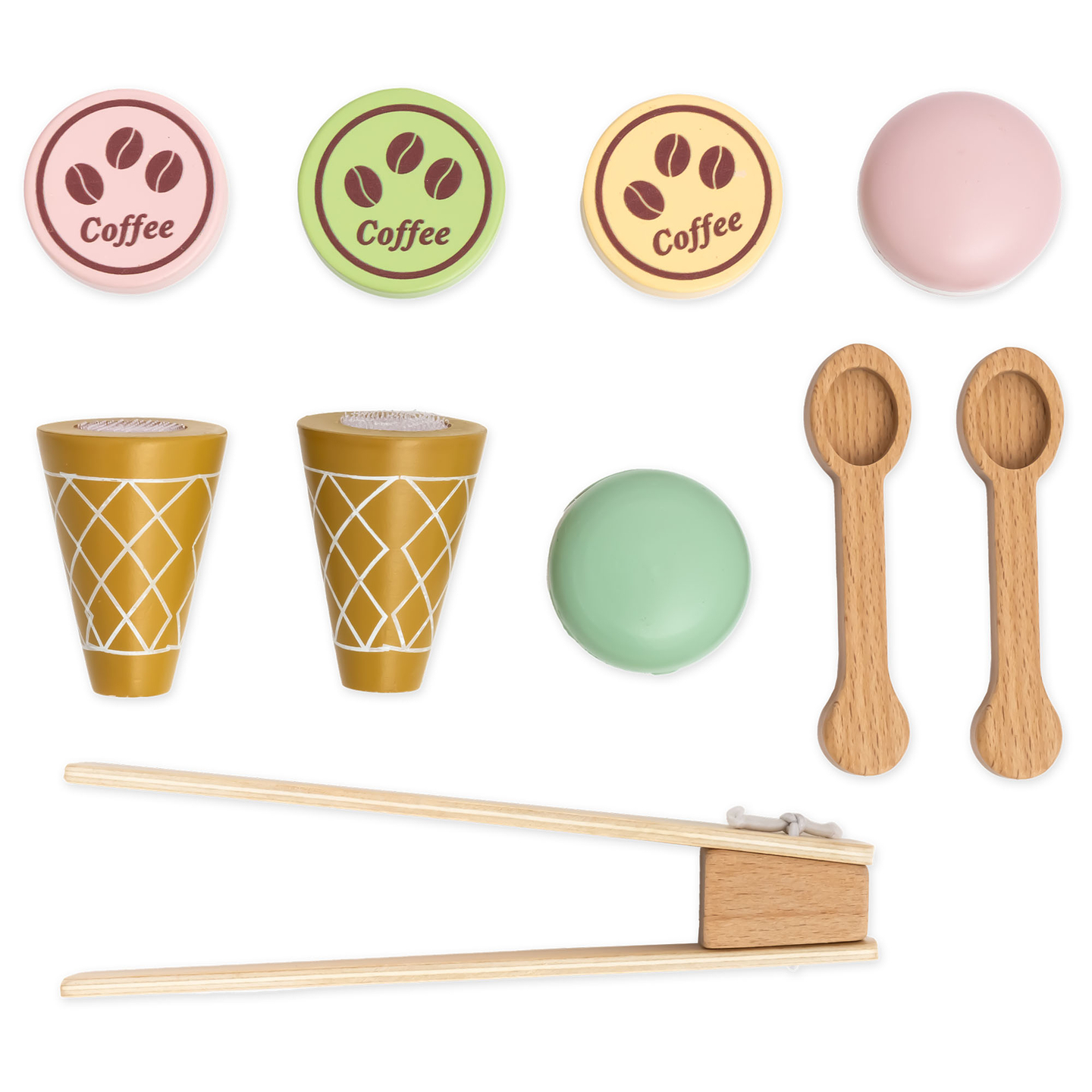 Veľká drevená zmrzlináreň s magnetickou tabuľou, kávovarom a sadou na zmrzlinu a zákusky - viac ako 70 dielikov!