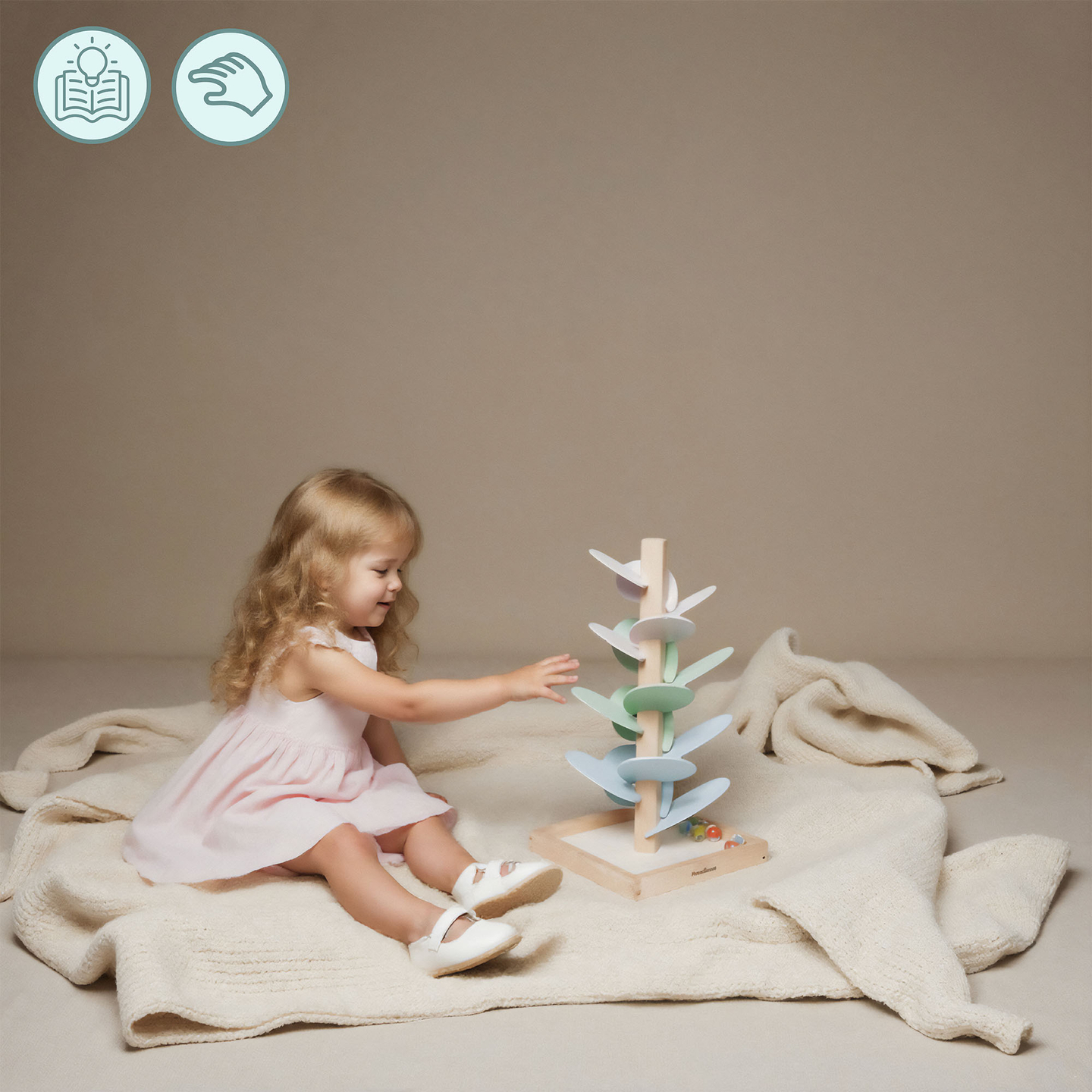 Drevený kulodróm - zvukový strom s guľôčkami