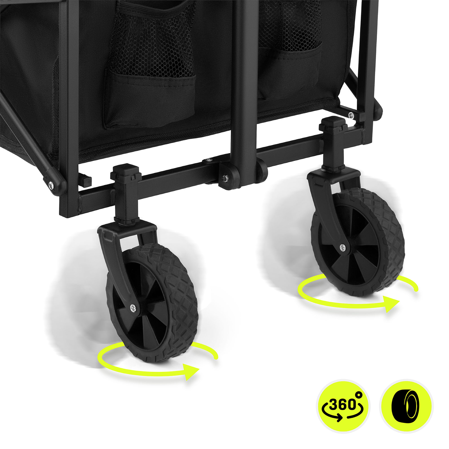 Skladací plážový vozík HyperMotion - čierny, 80 kg