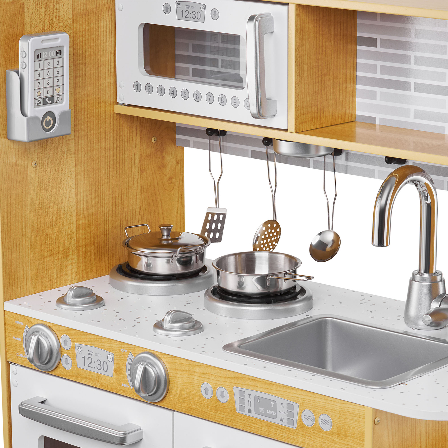 Drevená kuchyňa XXL s LED osvetlením, zásterou a príslušenstvom