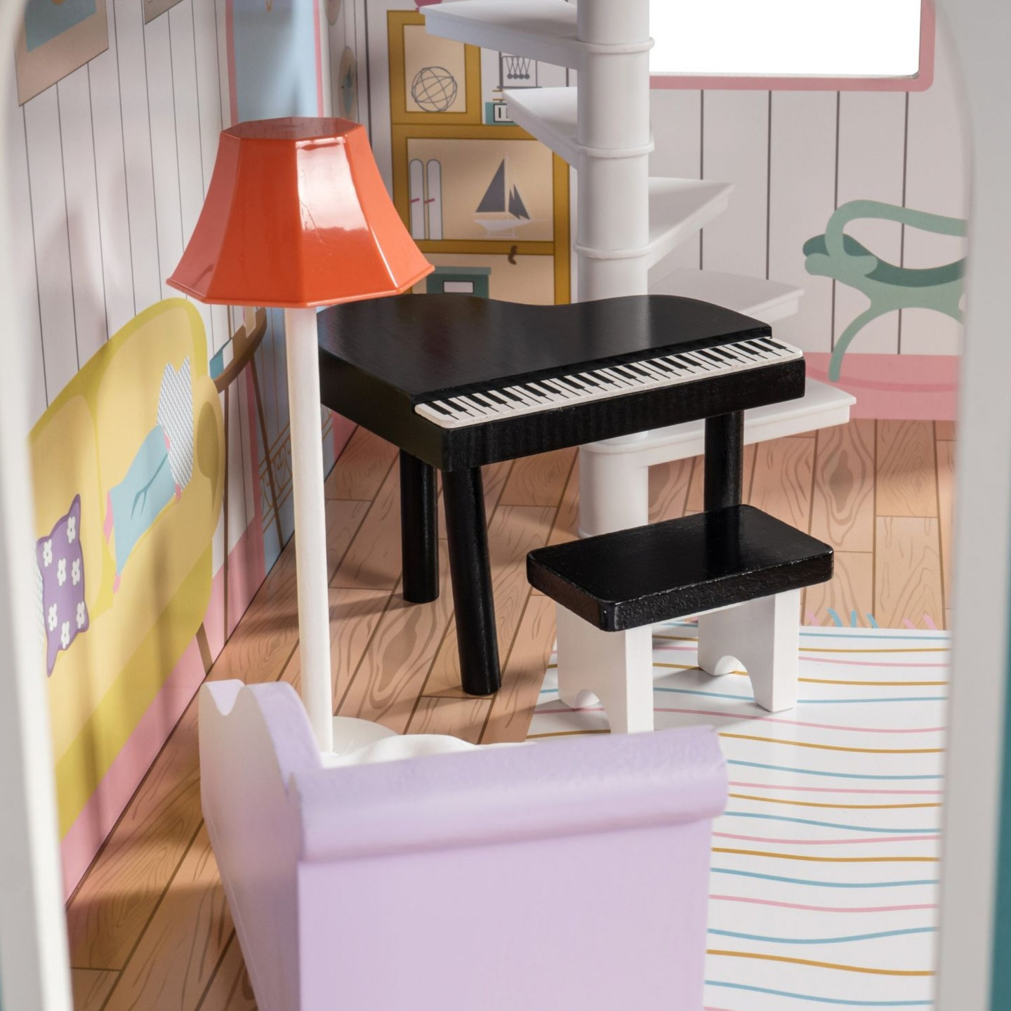 XXL Najväčší drevený domček pre bábiky - 123 cm - LED osvetlenie - terasa, doplnky, záhrada