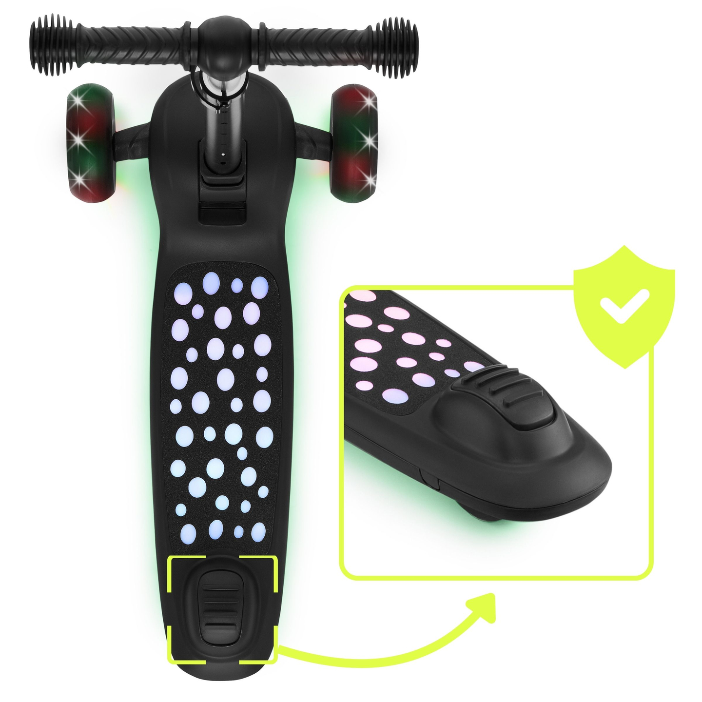 Balančná kolobežka HyperMotion LUMI 3 v 1 - osvetlená plošina a LED kolieska, čierna farba