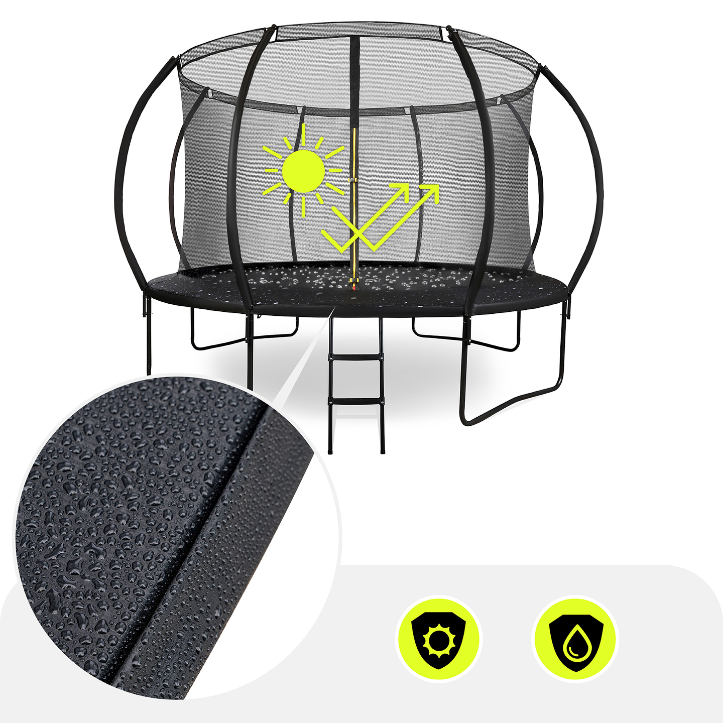 XXL záhradná trampolína pre deti HyperMotion - 366 cm 12FT - s rebríkom a vnútornou sieťou - pre dom a záhradu - max 150 kg
