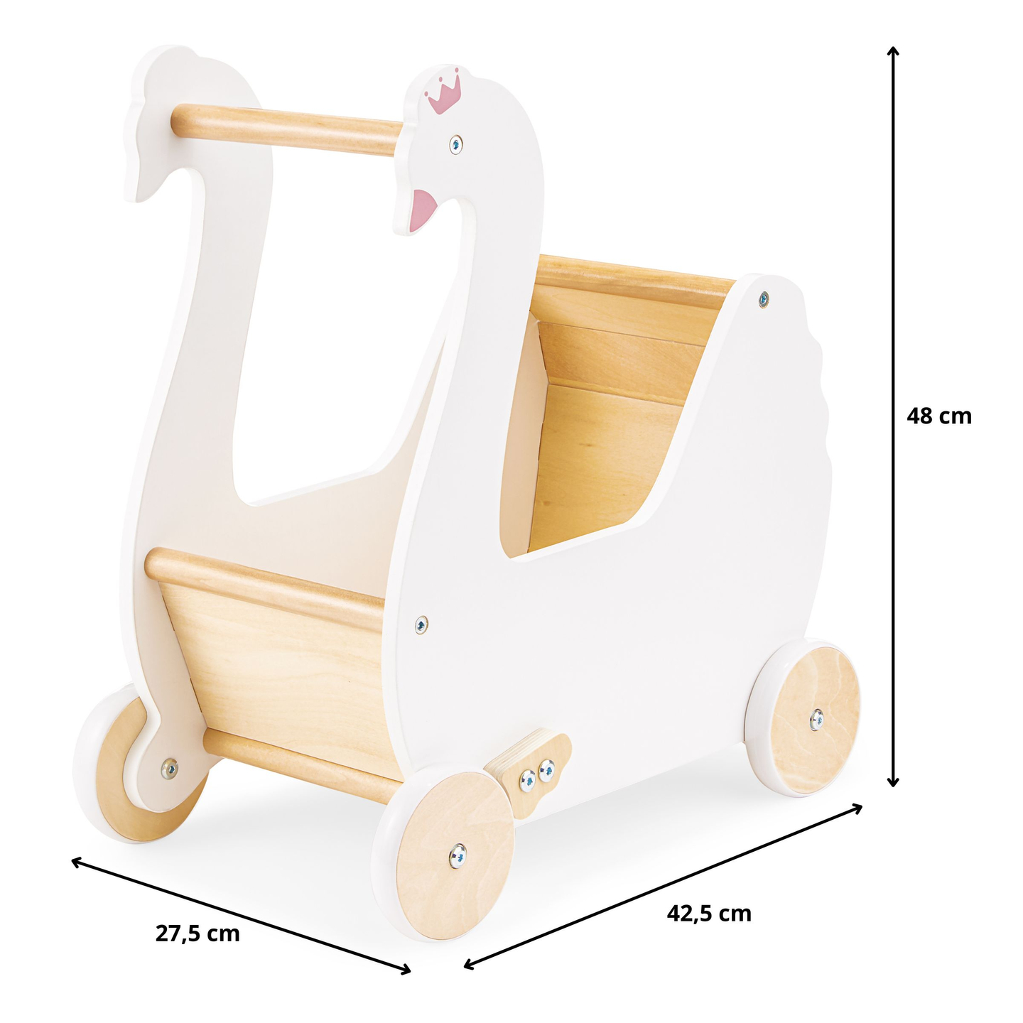 Drevený kočík pre bábiky - Swan