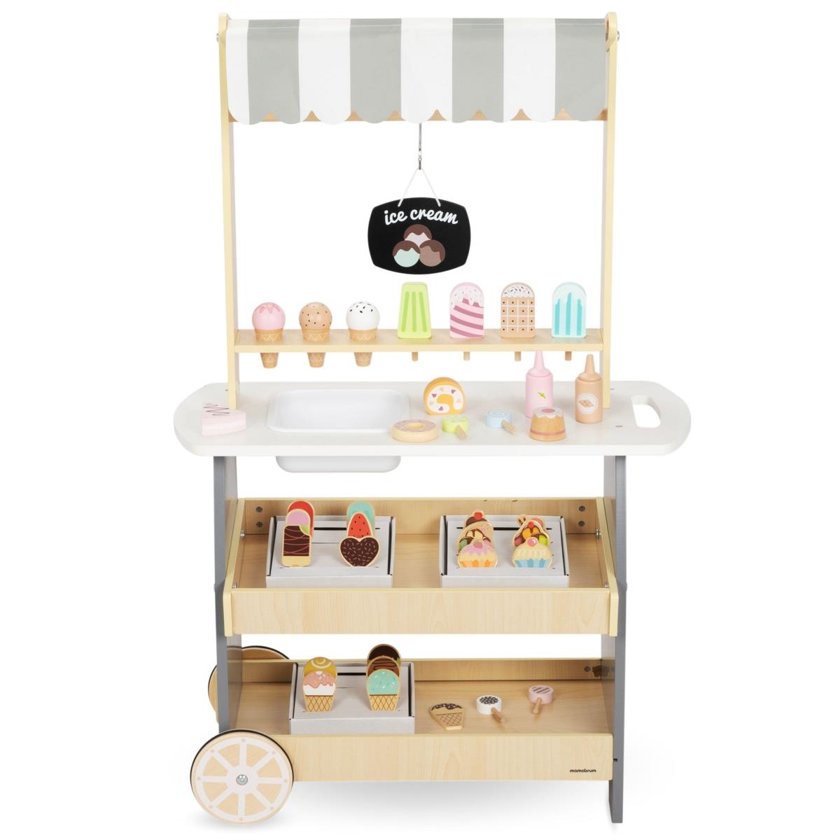 Drevená zmrzlináreň na kolieskach - zmrzlinový vozík