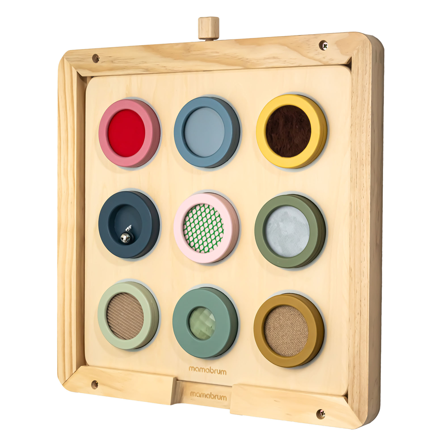 Drevená senzorická tabuľa Montessori – 9 textúr na objavenie a rozvoj hmatu