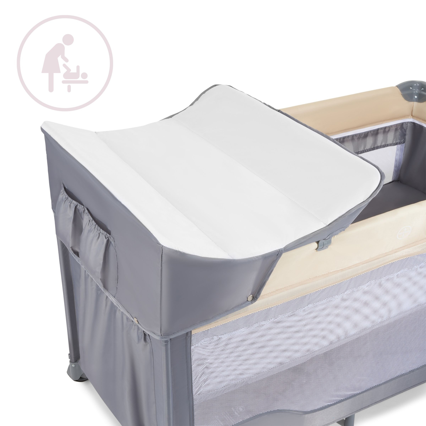 Cestovná postieľka 0 - 36 m s prebaľovacím pultom + ohrádka Moby-System HUXLEY