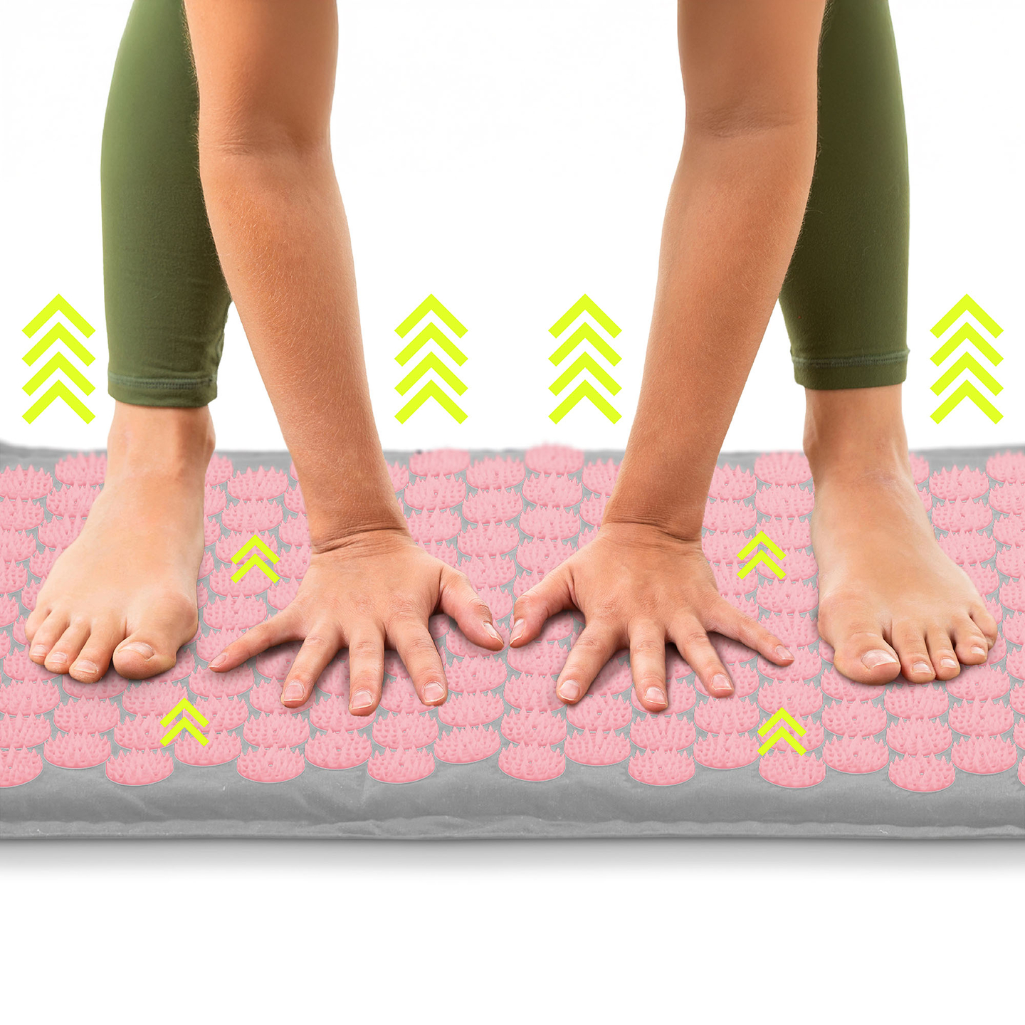 EKO ľanová akupresúrna podložka s kokosovým vláknom a pohánkovým vankúšom – 68 cm HyperMotion sivá a ružová