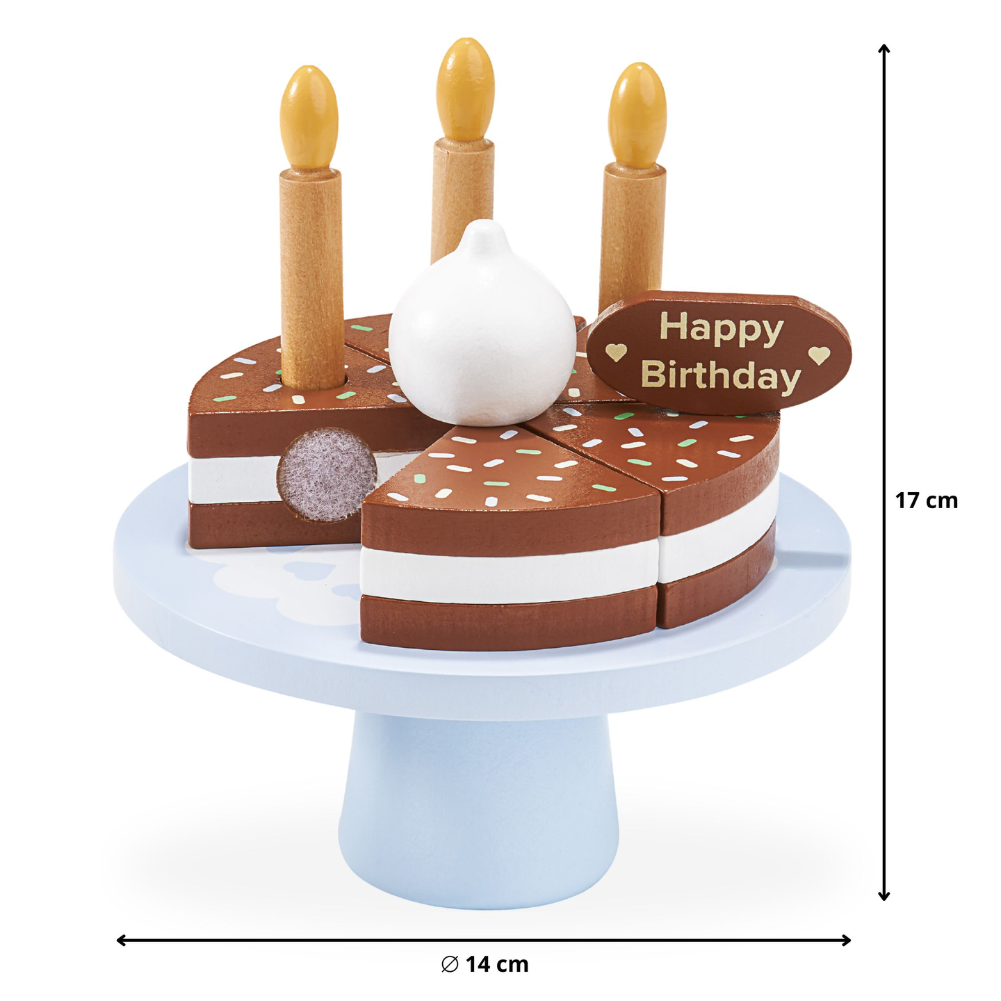 Drevená narodeninová torta na rezanie