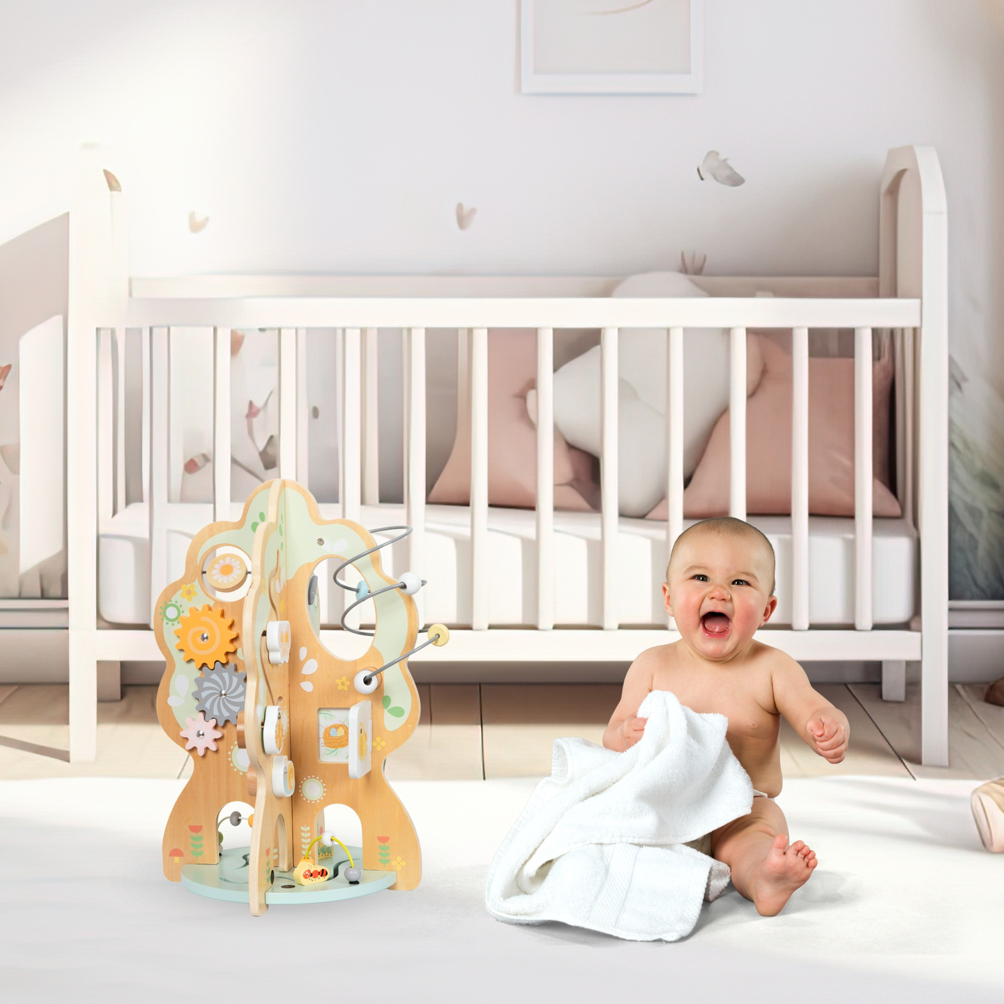 Drevená edukačná hračka 10v1 - multifunkčný stromček