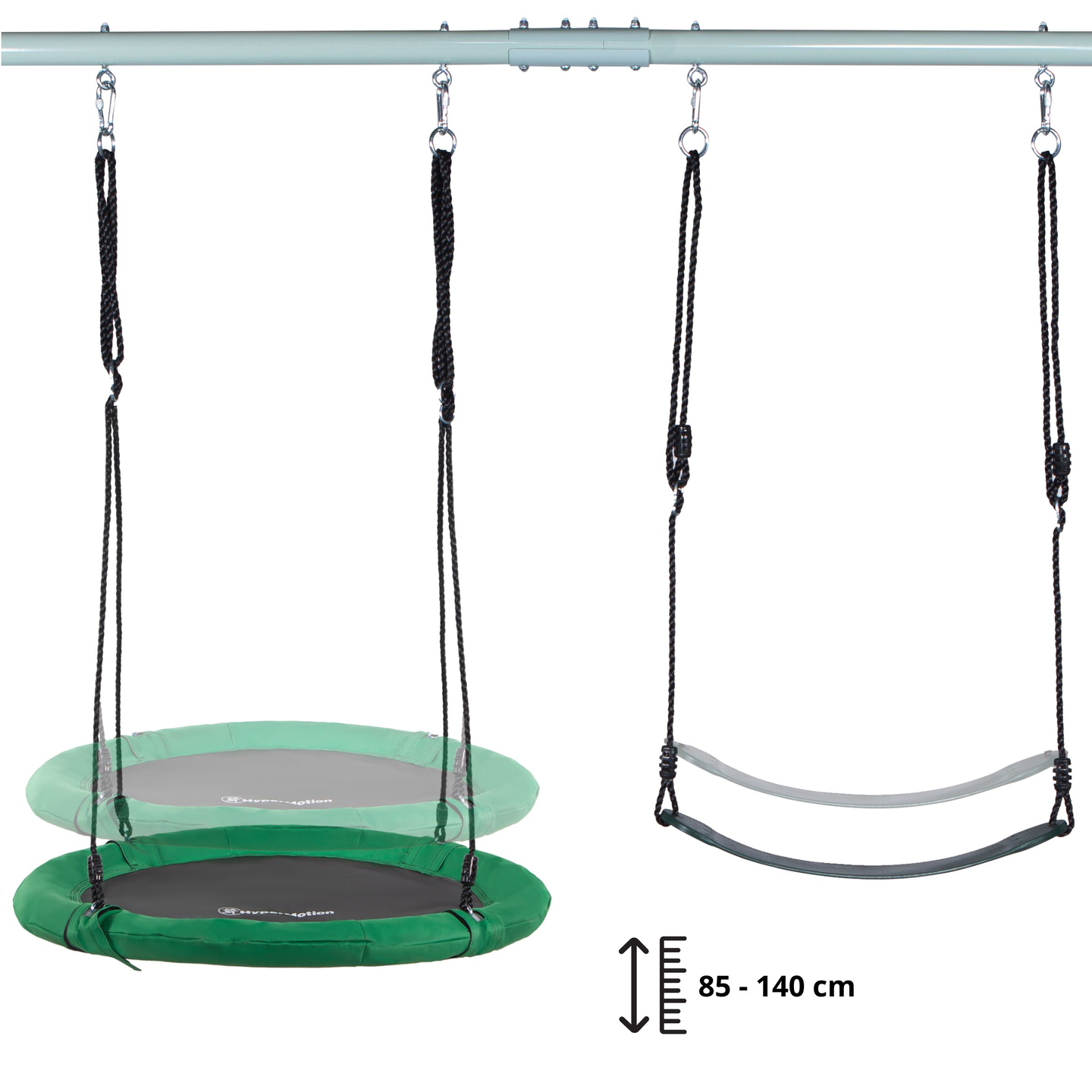 Dvojitá záhradná hojdačka s rámom a lanami - sedák a bocianie hniezdo