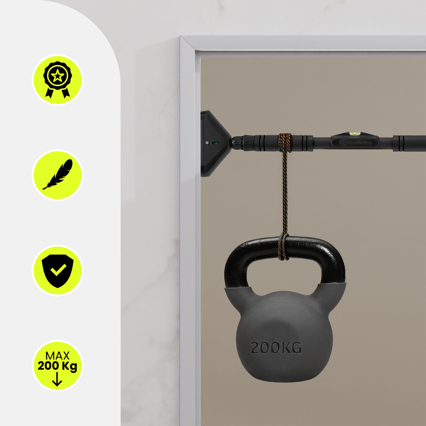 Nastaviteľná hrazda HyperMotion 70–100 cm, 200 kg, čierna