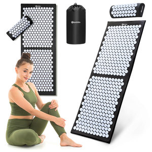 Veľká akupresúrna podložka s vankúšom a poťahom - 130 cm HyperMotion čiernobiela