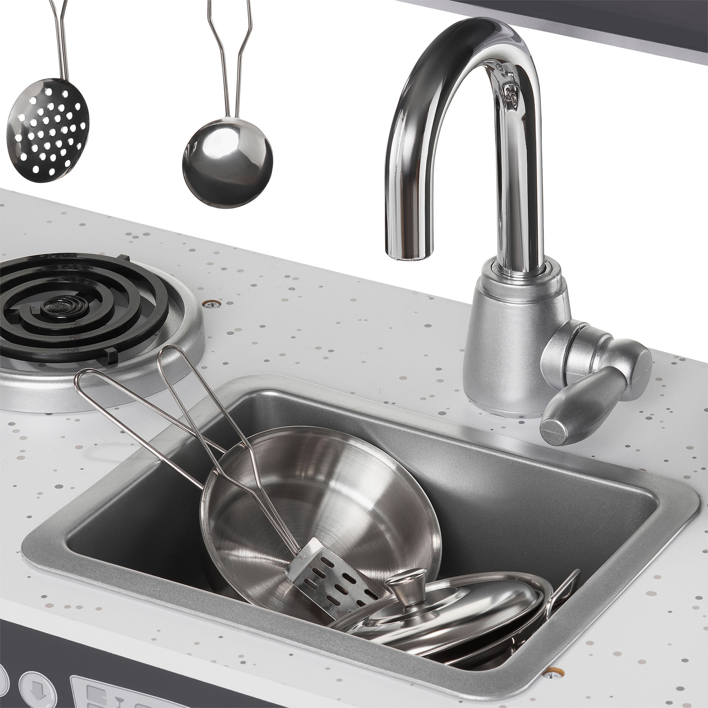 Drevená kuchyňa XXL s LED osvetlením, zásterou a príslušenstvom