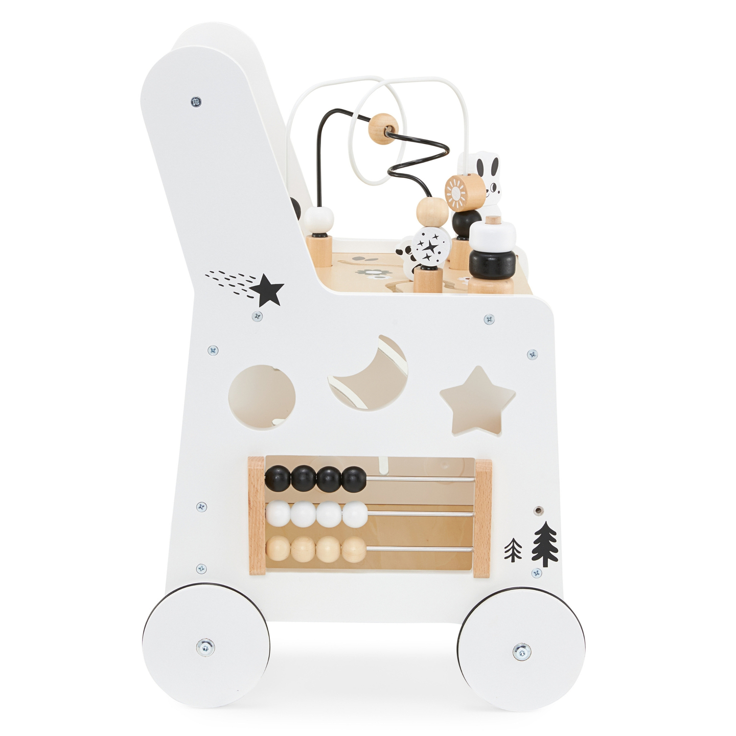 Drevený kočík 6v1, chodítko s funkciou učebného stola