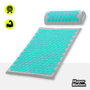Akupresúrna podložka s vankúšom a poťahom - 72 cm HyperMotion sivo-mätová