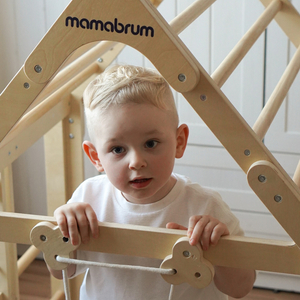 Drevené vnútorné ihrisko pre deti - domček s rebríkmi a šmykľavkou