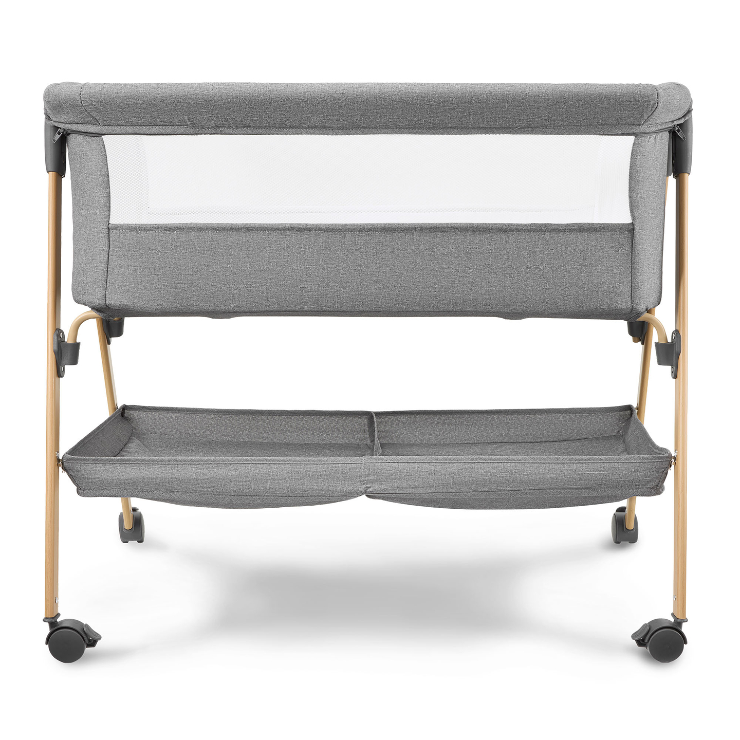 Detská postieľka, voľne stojaca, cestovná postieľka, kolíska s matracom - sivá