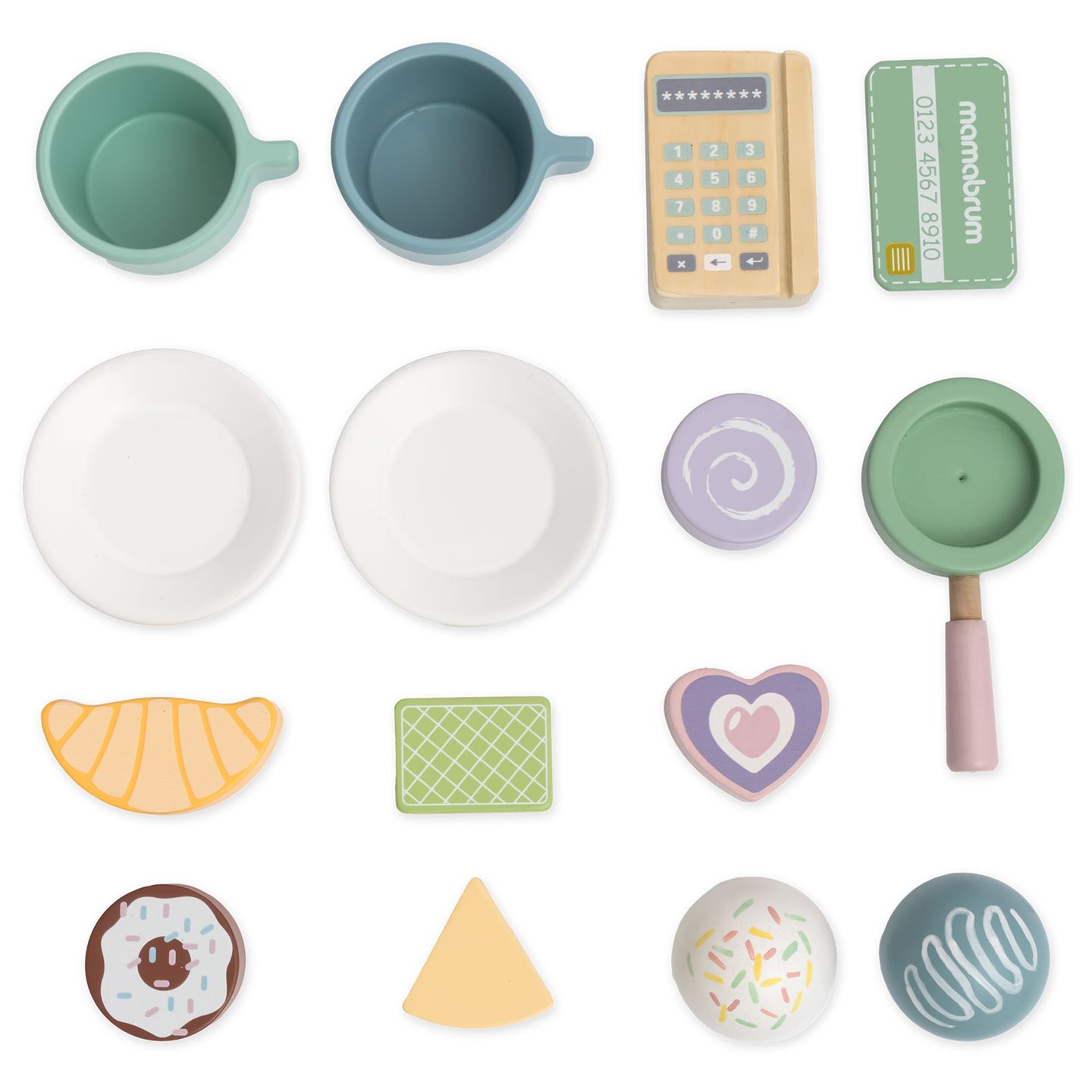 Veľká drevená zmrzlináreň s magnetickou tabuľou, kávovarom a sadou na zmrzlinu a zákusky - viac ako 70 dielikov!