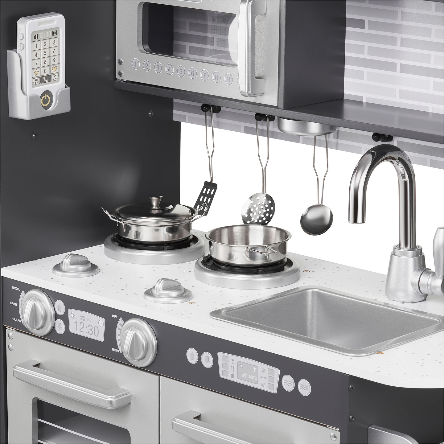 Drevená kuchyňa XXL s LED osvetlením, zásterou a príslušenstvom