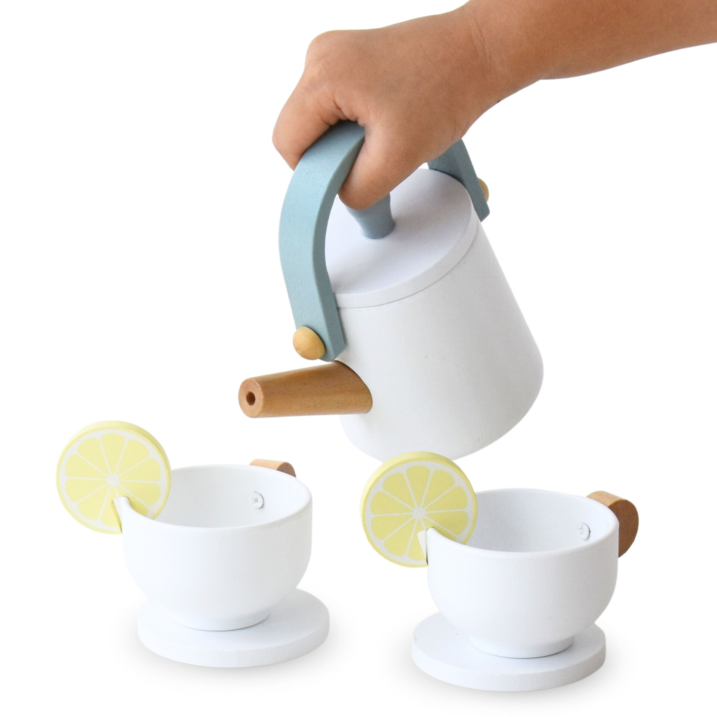 Veľká drevená čajová súprava s podnosom - 17 položiek