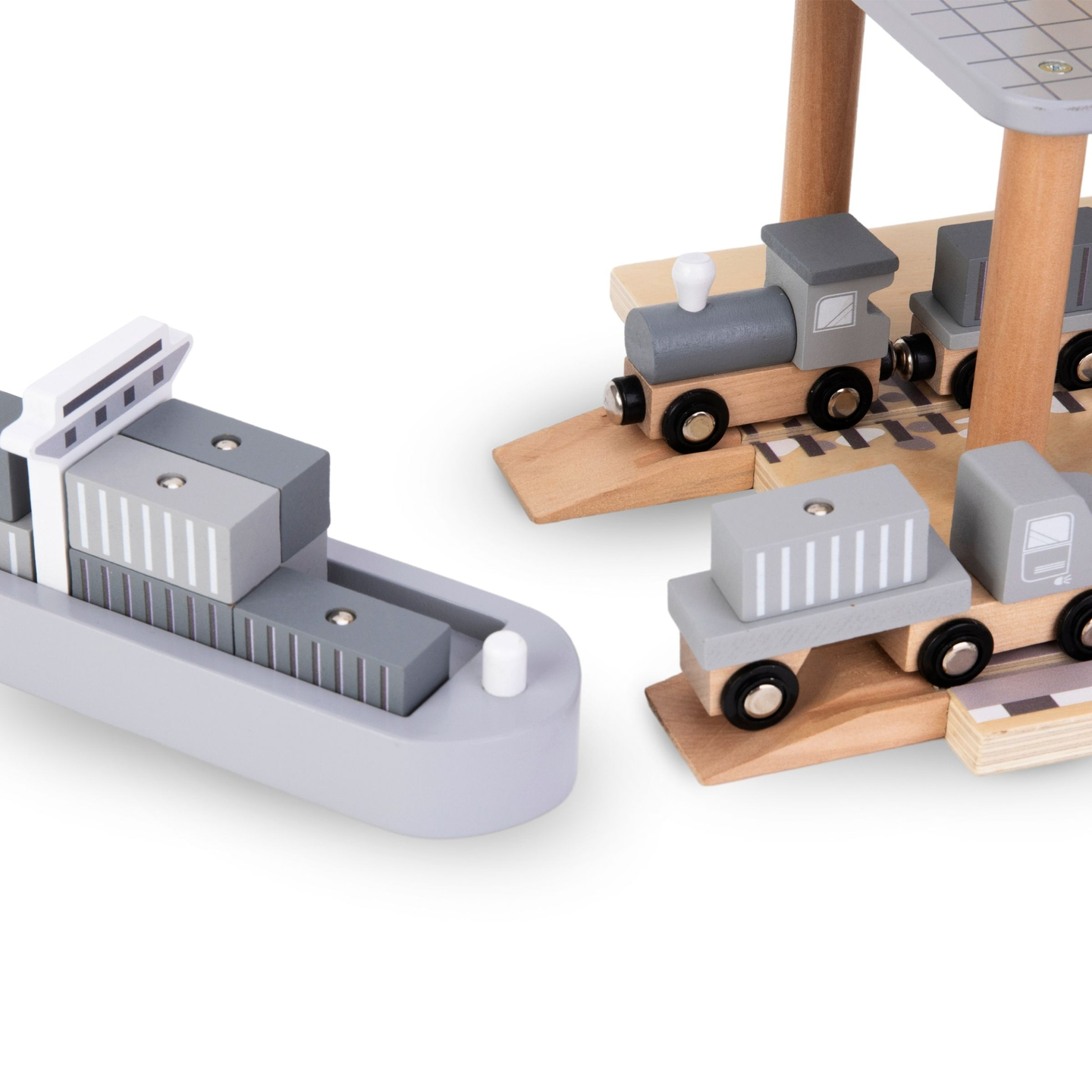 Mobilný prístavný žeriav s magnetickým navijakom a príslušenstvom - drevená súprava