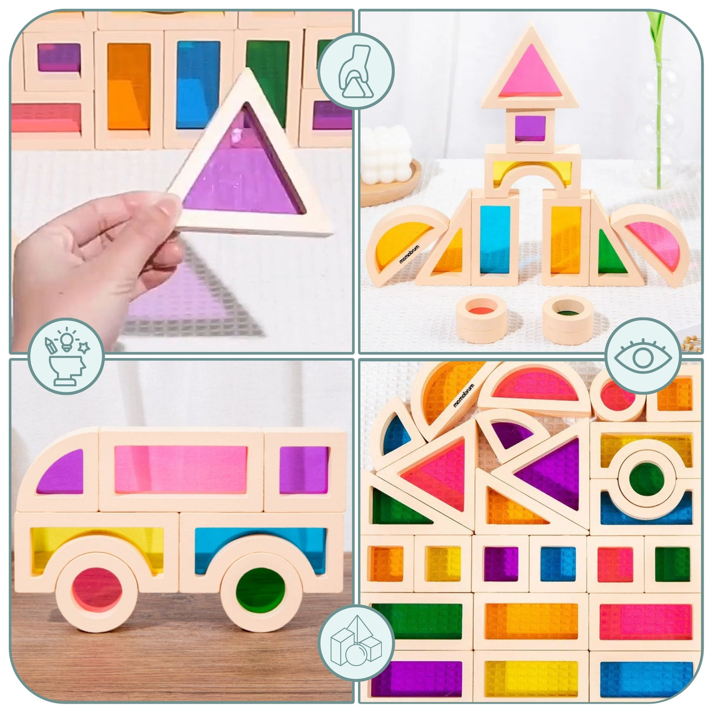 Dúhové drevené kocky - 25 prvkov