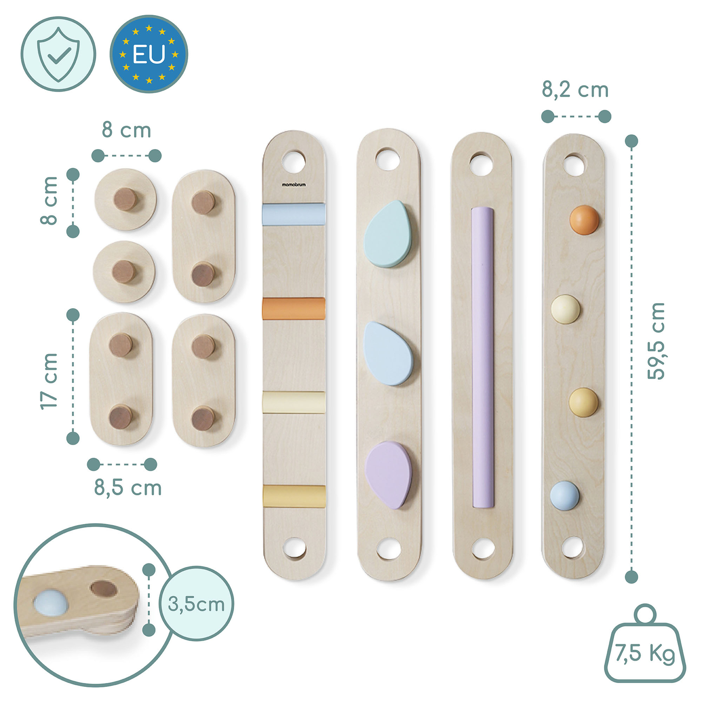 Veľký drevený senzorický chodník - balančná dráha - 9 prvkov