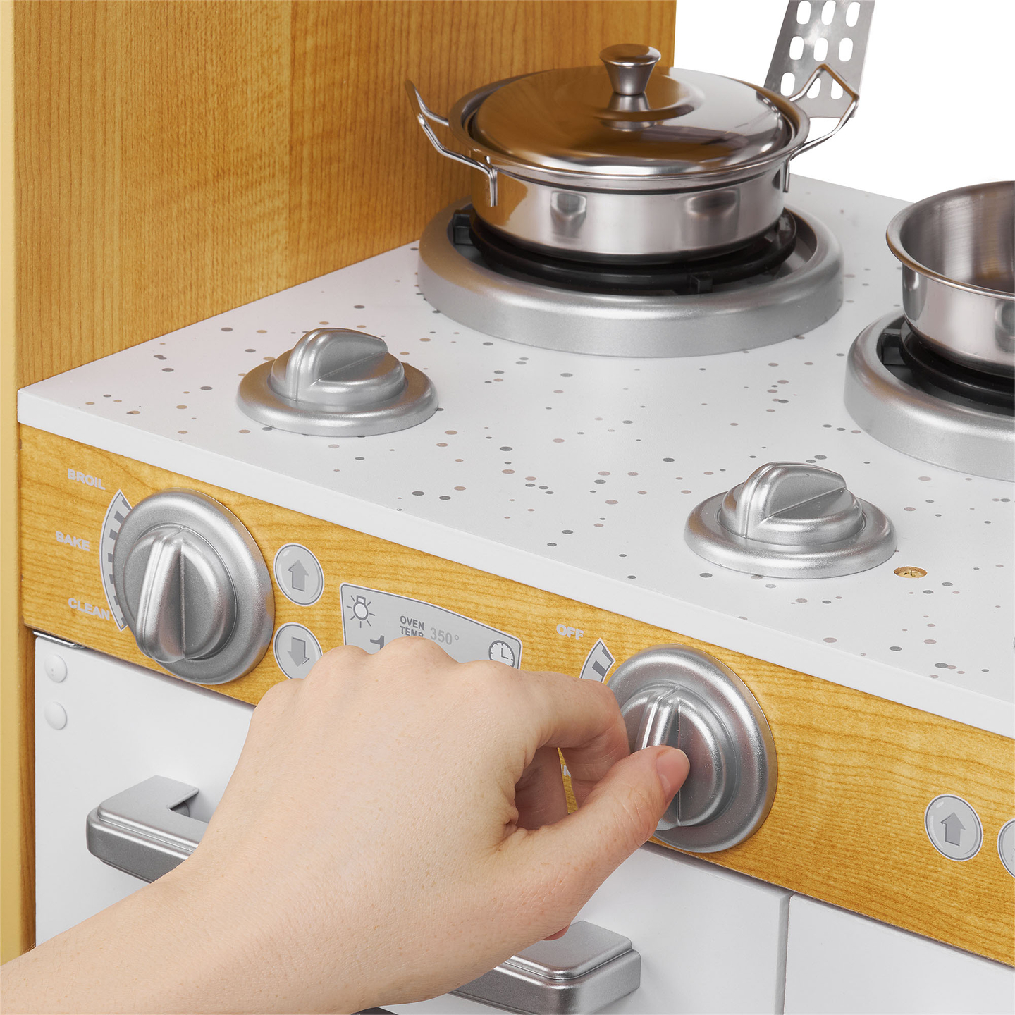 Drevená kuchyňa XXL s LED osvetlením, zásterou a príslušenstvom