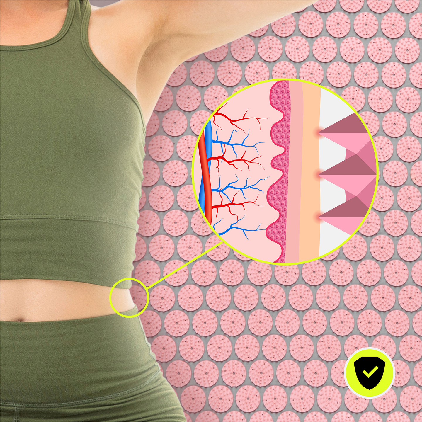 Veľká akupresúrna podložka s vankúšom a poťahom - 130 cm HyperMotion sivá a ružová