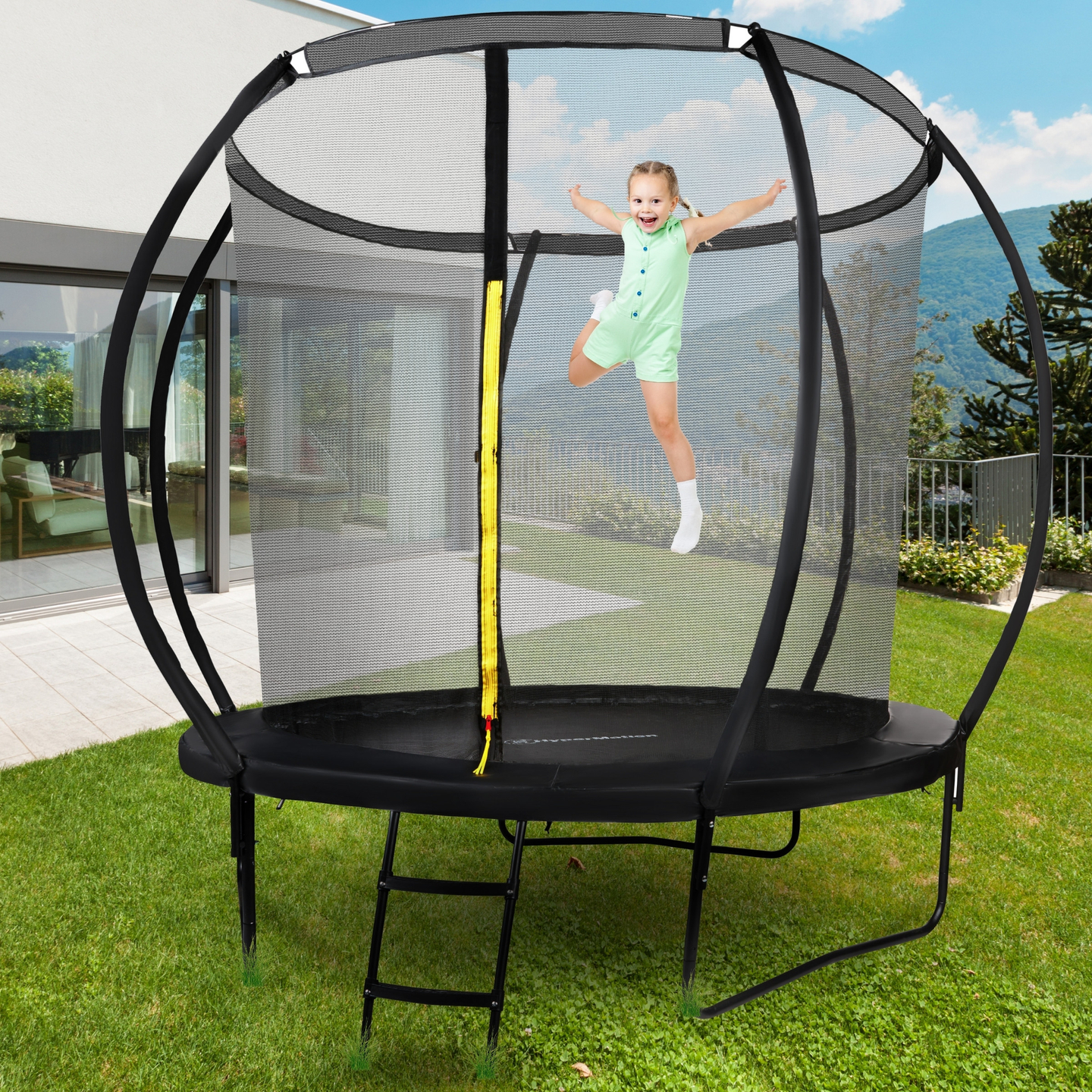 Detská záhradná trampolína HyperMotion - 244 cm 8FT - s rebríkom a vnútornou sieťou - pre dom a záhradu