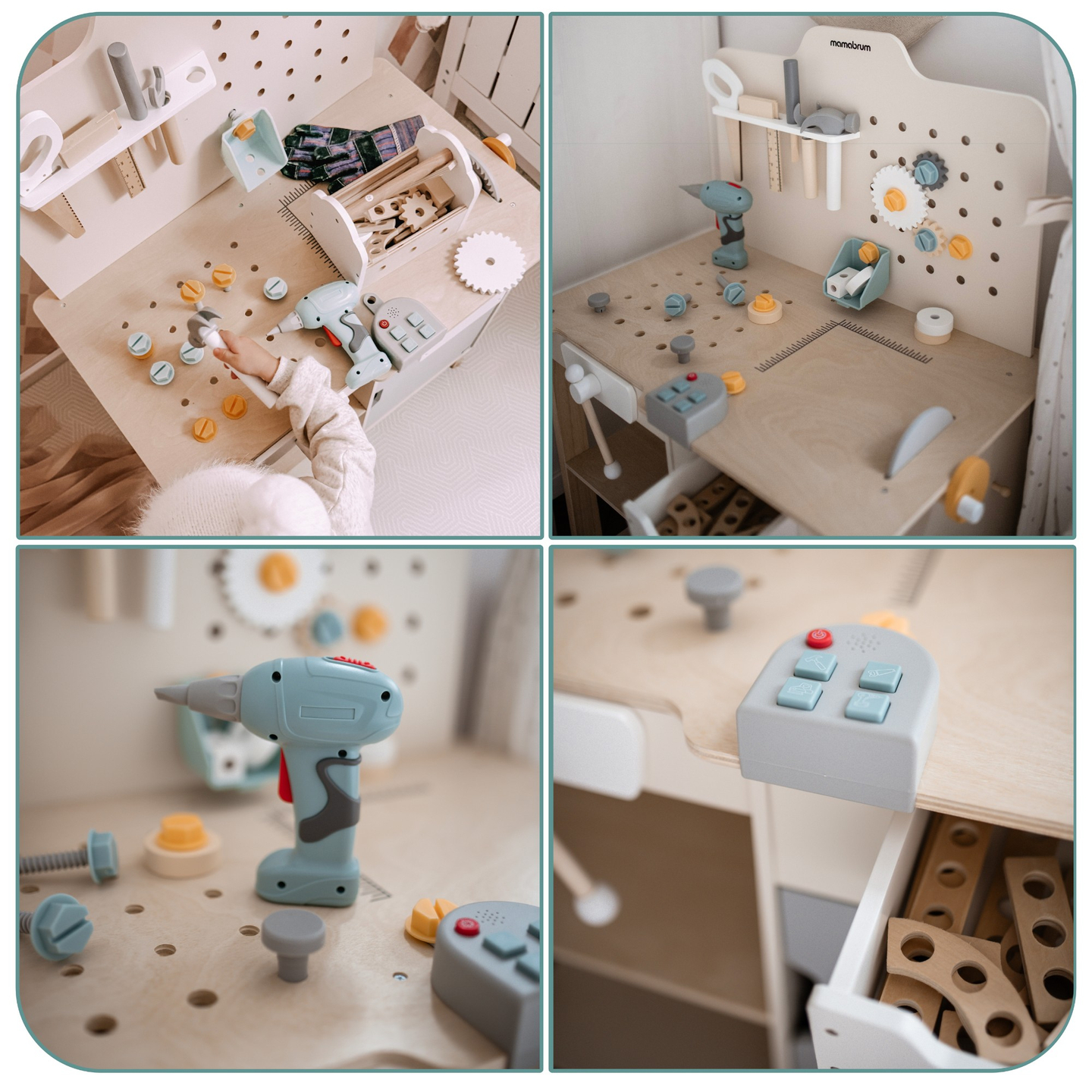 XXL Veľká drevená dielňa s náradím - sada pre domácich majstrov, 74 prvkov