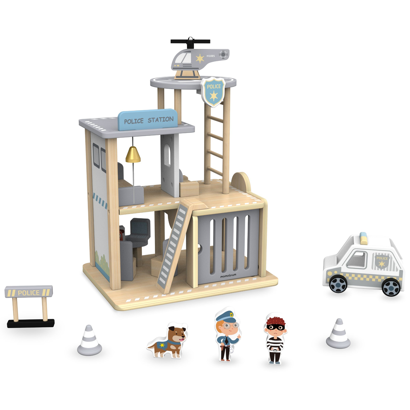 Drevená policajná stanica s príslušenstvom