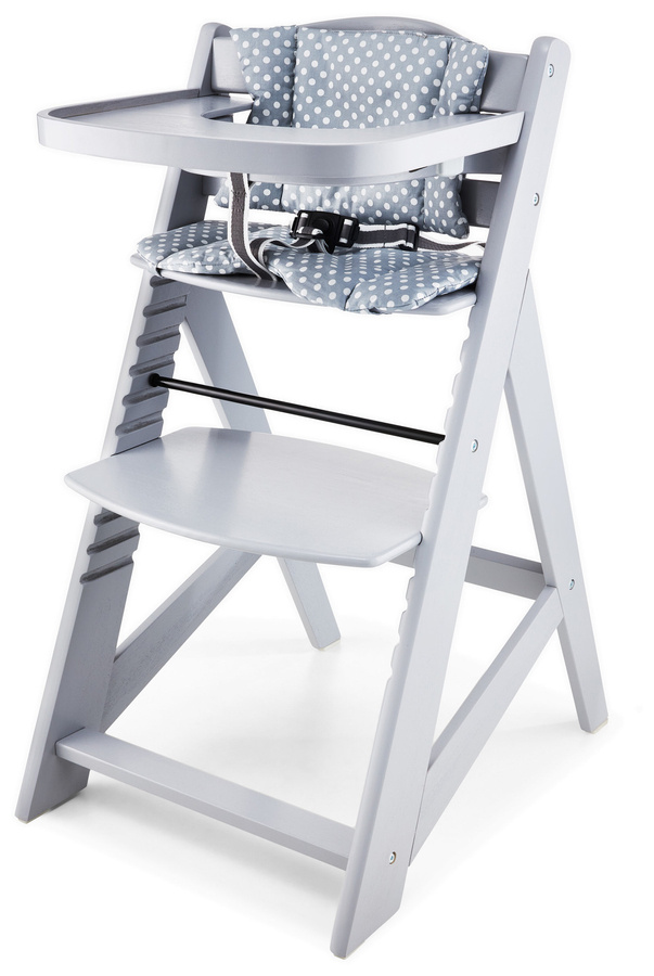 Drevená stolička na kŕmenie Moby-System WOODY - sivá farba