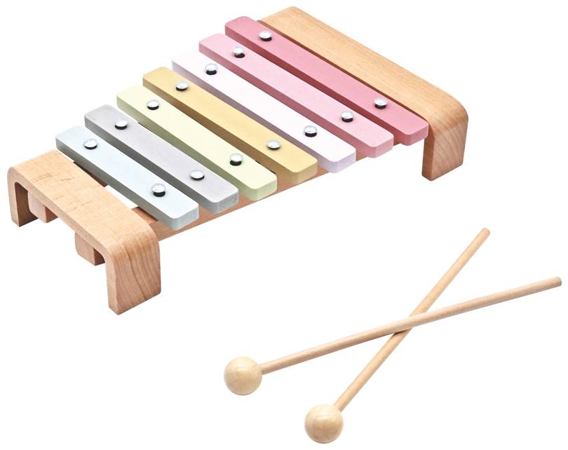 Drevené činely - xylofón pre deti, farby dúhy